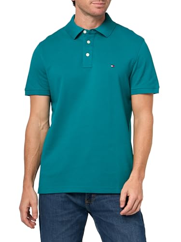 Image of Tommy Hilfiger Men's Short Sleeve Polo Shirts in Slim Fit with Stretch and Organic Pique Cotton