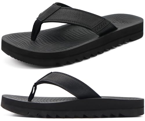Image of COFACE Flip Flops for Men with Arch Support Mens Sport Beach Thong-Sandals Outdoor 2025 Summer Leather Sandal for Man Size7-15