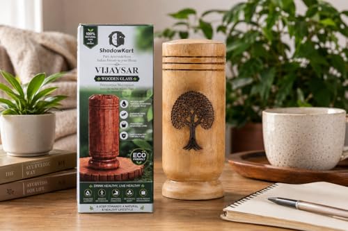 Image of Vijaysar Wooden Glass 80 ML | Natural Vijaysar Wood Tumbler | Traditional Ayurvedic Wooden Water Cup | Handcrafted Eco-Friendly Wooden Drinking Glass | Pack of 1
