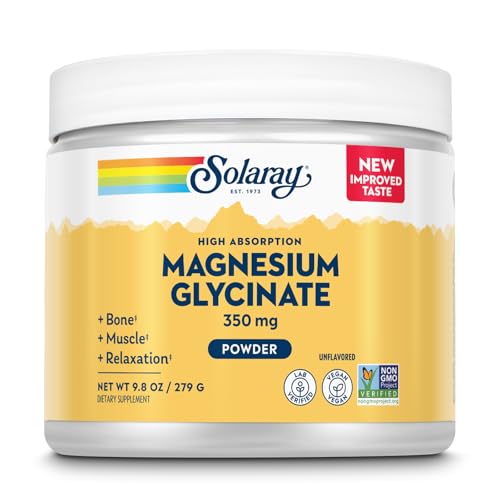 Solaray Polvo Magnesio Bisglycinato 179 gramos - Magnesium Bisglycinate - Suplemento de magnesio para apoyo óseo, muscular y relajante - Vegano, Sin Gluten