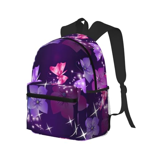 Sac à dos noir imprimé papillon décontracté One Size pour tous âges - 2