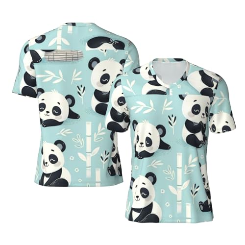 Stylish Athletic Sports Jersey Cute-Pandas Men's Rugby Jersey Medium Black