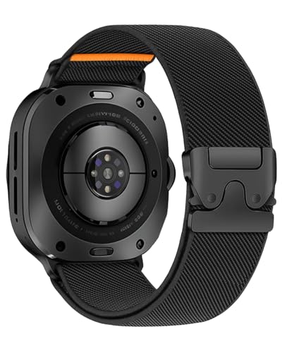 Nylon Bands Compatible with Samsung Galaxy Watch Ultra Bands 47mm Band Stretchy Sport Strap for Galaxy Watch 7 Ultra Band Men (Black)