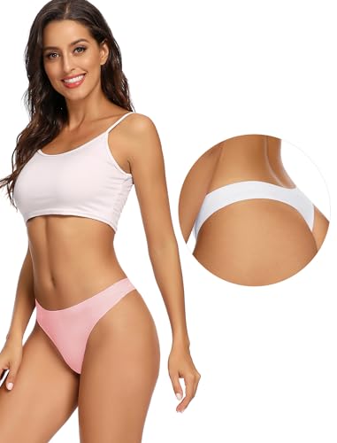 voenxe Seamless Women Underwear Thongs,No Show Ladies Thong,Invisible No Line Breathable Comfortable Panties Undies,Womens No Seam Soft Wide Gusset Tanga,Legging Underpants for Woman 5-Pack