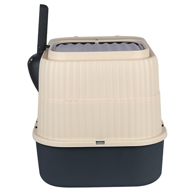 Foto 5 de 8 de Cajón de arena plegable para gatos con entrada frontal y salida superior, gran espacio
