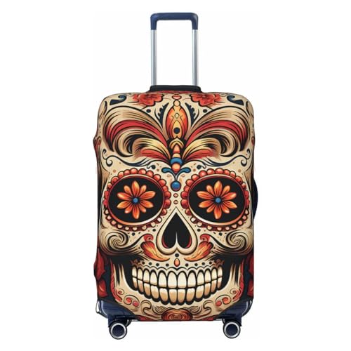 Skull dead day Mexican Red Elastic Travel Luggage Cover Travel Suitcase Cover for Trunk Case 19''-32'' Luggage Protective Cover