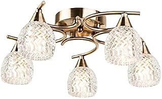 Hendon Swirl Antique Brass Flush Ceiling 5 Light/Dining Room/Living Room/Bedroom/Light