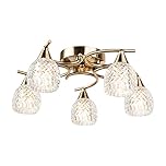 Hendon Swirl Antique Brass Flush Ceiling 5 Light/Dining Room/Living Room/Bedroom/Light