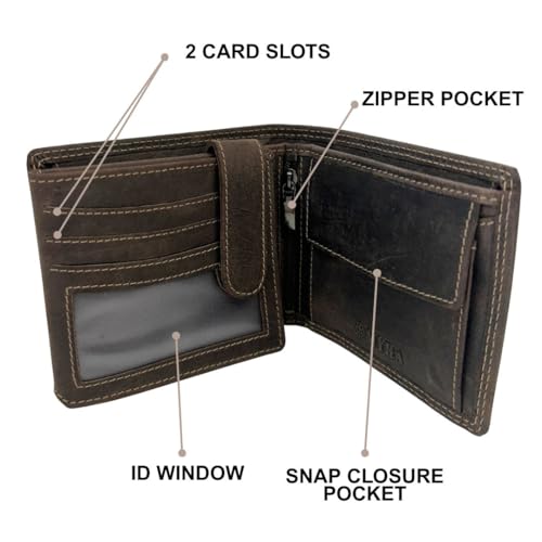 Myra Bag Distressed Western Leather Bifold Wallet for Men - Brown4