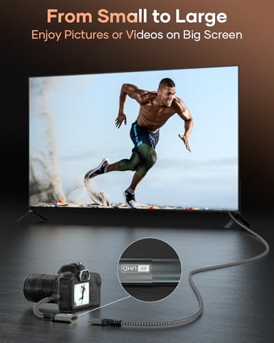 Mini HDMI to HDMI Adapter, 4K@60Hz 1440P@144Hz Mini HDMI Male to HDMI Female Extender Cable HDR 3D Compatible with Raspberry Pi Zero Camera TV Laptop Portable Monitor HDTV Camcorder