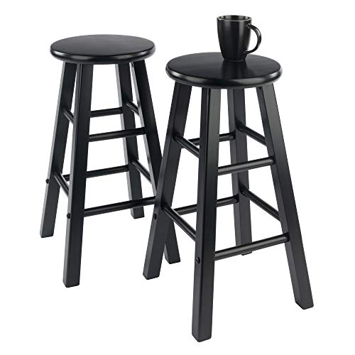 Image of Winsome Element 2-Piece Counter Stool Set, Classic Backless Bar Chairs for Kitchen & Dining Room Seating, Timeless Essential Furniture for Home, Dorm, Apartments