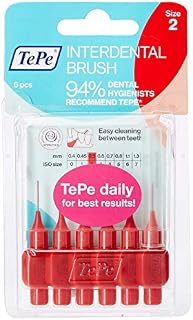 TEPE 0.5mm Interdent Red Brushes, Pack of 6