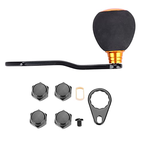 Pilipane Mango de carrete de pesca -Empuñadura de fuerza con guarniciones Ruedas Repuestos para Perfil Bajo Carrete (Negro Dorado)