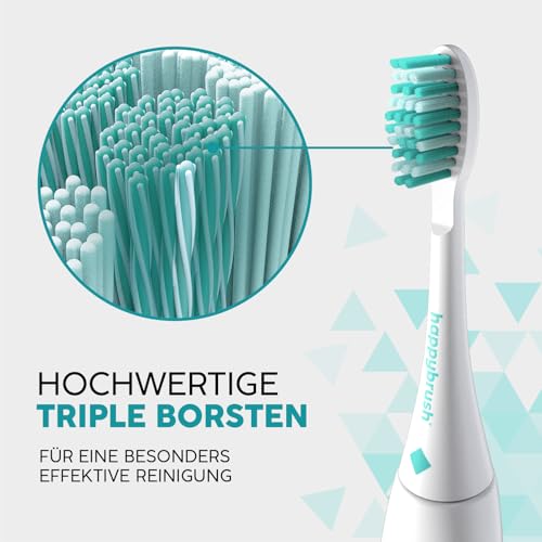 happybrush® Aufsteckbürsten für elektrische Schall-Zahnbürste Eco VIBE 3 - Weiß/Mint - 9 Stück – Ansicht 3