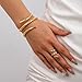 IUSOJOJN chunky gold bracelet and ring Jewelry Set for Women Minimalist Statement Cuff Bracelet Open Wide Wrist Trendy Jewelry