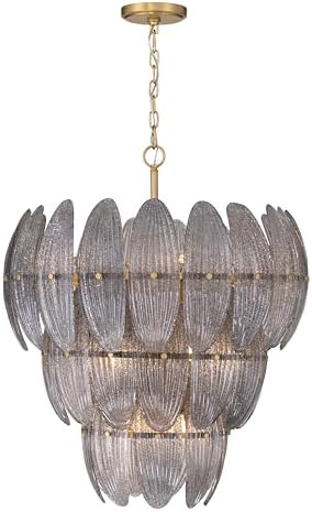 Metropolitan Marclaire 26.5" 11-Light Pendant - Legacy Brass with Grey Textured Handmade Glass (Bulb Not Included)
