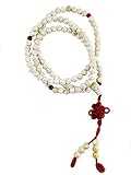 Tiny White Lotus Seed Pod and Carnelian Mala with Macrame