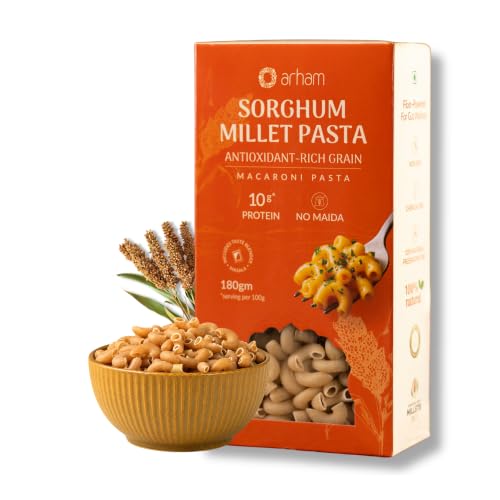 Image of Arham Organic Sorghum Millet Macaroni Pasta 180g | Healthy No Maida Pasta | High Fiber & Protein | Non-GMO, No Preservatives | Easy & Quick to Cook
