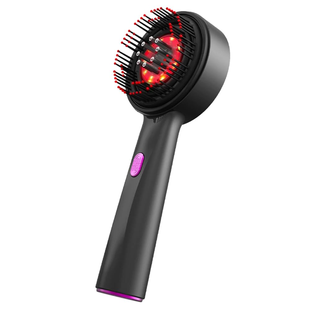 KRIS KROS Premium Electric Scalp Massager Comb | 3 In 1 Hair Oil Applicator | Red Led Light Therapy | Boost Hair Growth | Reduce Dandruff | Relieve Stress | IPX7 Waterproof | 3 ML Oil Tank | Type-C (Black)