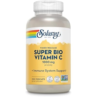SOLARAY Super Bio Vitamin C 1000mg, Buffered, Two-Stage Timed Release with Bioflavonoids, Immune Support Supplement, High Absorption, Vegan, 250 VegCaps