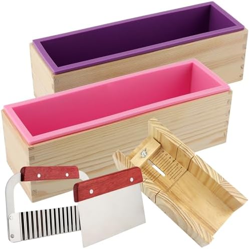 ZOENHOU 7 peças de moldes de sabão de 1,2 l com fatiador ondulado...