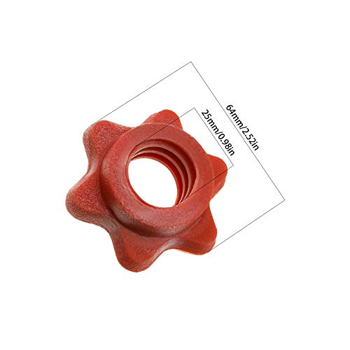 OTOTEC 4x 25mm Barbell Bar Hex Nuts 1 Inch Red Spin-Lock Collars Fitness Equipment Accessories For Lifting Barbells Dumbbell Bars - Image 3