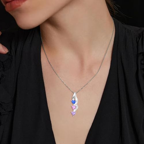 925 Sterling Silver Birthstone Necklace for Mothers with 1-6 Names Personalized Mother Necklace for Women Custom Family Pendant Necklace for Mom Grandma4