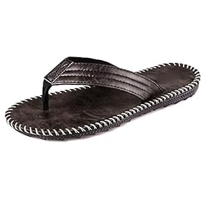 DABEIGOUZTUOXN MENS SLISTERS Zomer mannen flick flops hoge kwaliteit strand sandalen antislip mannelijke slippers casual schoenen daadwerkelijk leer (Color : Black, Shoe Size : 8)