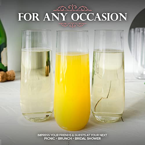 Stock Your Home Plastic Champagne Flutes Disposable, Unbreakable Stemless Mimosa Glasses Bulk For Brunch, Clear Cocktail Cups For Parties, Wine, Wedding Toast, Bridal Shower, 9 Ounce (12 Pack) #TOP6