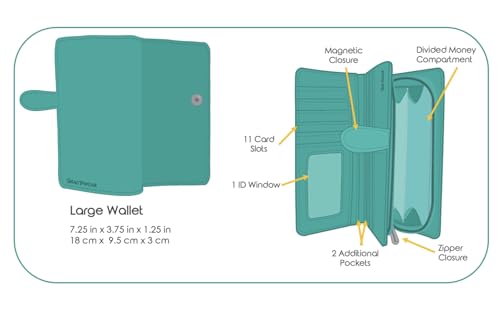 Shag Wear Paisley Peacock Large Bird Wallet for Women and Teen Girls Vegan Faux Leather 7" Purple3