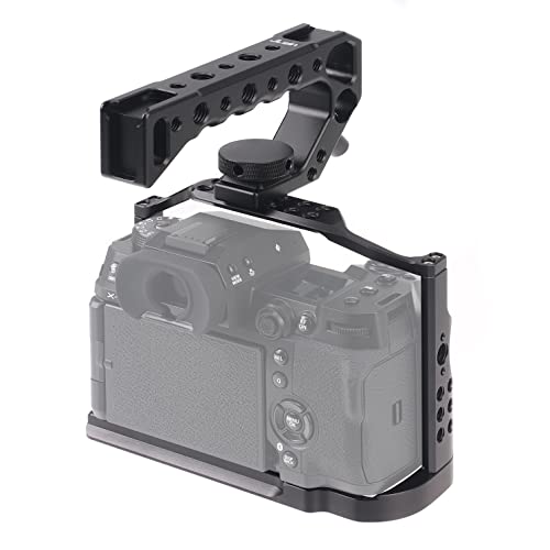 Image of Fotga Alloy Aluminum Camera Cage Bracket Stabilizer + Top Handle for Fujifilm X-H2 X-H2S DSLR Camera Video Film Making Compatible with Arca Swiss Clamp