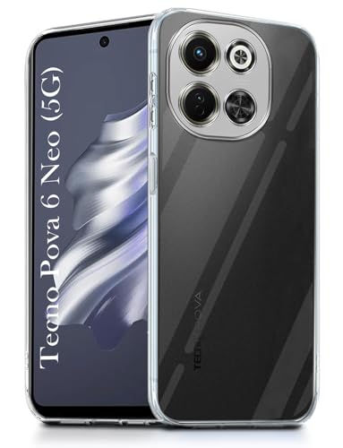 Image of Jkobi Back Cover for Tecno Pova 6 Neo (Silicone Clear Shockproof Case with Camera Protection | Soft and Flexible | Transparent)