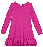 City Threads Girls Cotton Long Sleeve A-Line Ruffle Hem Dress For School or Play