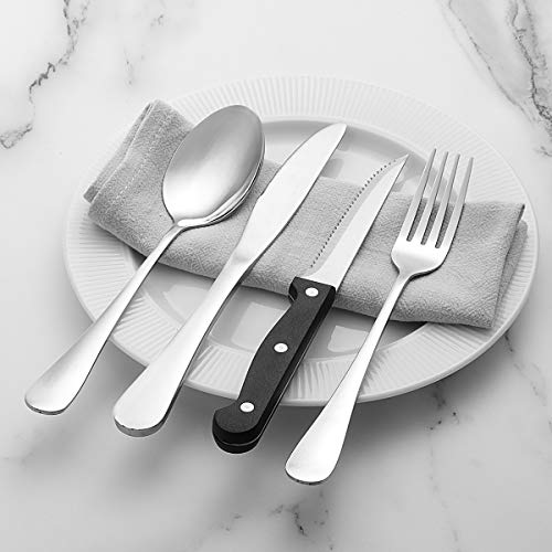 image for Wildone 72-Piece Silverware Set with Steak Knives, Stainless Steel Fla