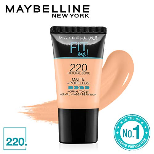 Image of Maybelline New York Fit Me Matte Poreless Light Coverage Powder,220 Natural Beige,8.5G And New York Fit Me Matte+Poreless Liquid Foundation For Oily Skin Tube,220 Natural Beige,18Ml,Pack Of 1