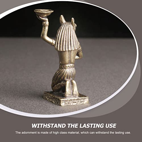 HOMSFOU Retro Anubis Statue Brass Figurine Ancient Egyptian God Sculpture 2.4 Inch Desktop Ornament for Home Office Decoration - Image 4