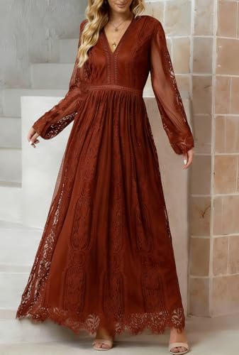 Image of Cercis Womens Off The Shoulder Floral Lace Maxi Wedding Dress Boho Flowy Wedding Guest Formal Long Dresses