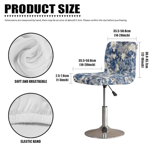 Image of Blue Grey Tie-dye Bar Stool Chair Cover 4 Pack Barstool Slipcovers Counter Stool Chair Covers with Waterproof Seat Pad Bar Seat Cover with Elastic Bottom