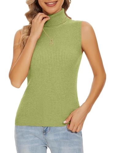 Image of Sleeveless Turtlenecks Tops for Women Slim Fit Knit Sleeveless Vest