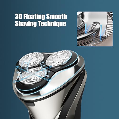 Phisco-Mens-Electric-Shaver-Pro-Stainless-Steel-Blades-90-3D-Floating-Head-Pop-Up-Trimmer-IPX7-Waterproof-Rechargeable-Smart-Sensor-Quiet-Operation-with-Balanced-Blades
