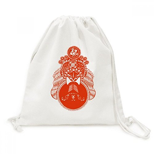 Sac à dos voyage avec cordon motif masque Opéra de Pékin rouge