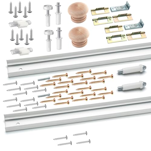 Kit de rieles para puertas plegables de clóset, 2 unidades, 36 pulgadas, acero aleado, color blanco