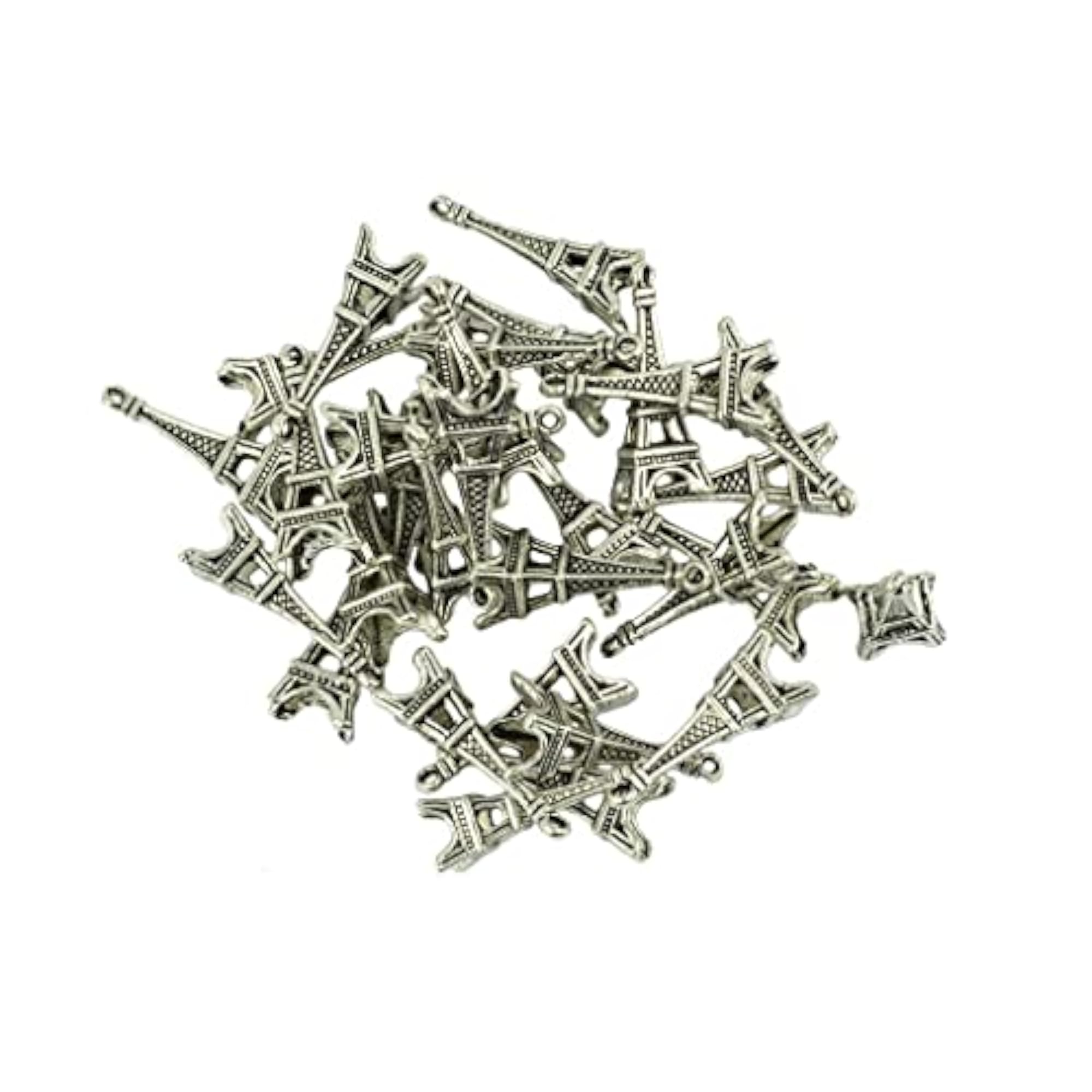30 Pieces Zinc Alloy Tibetan Silver Eiffel Tower Charms