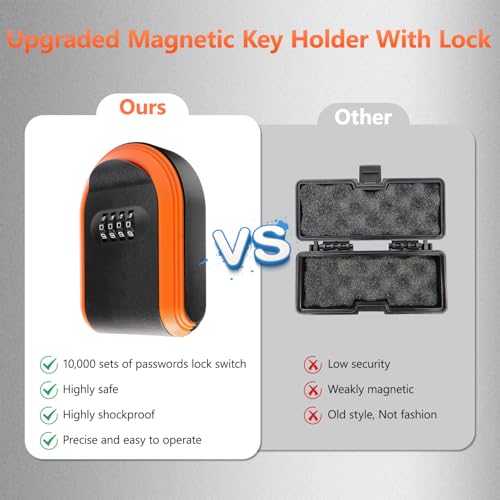 Dayear Magnetischer Schlüsselhalter mit Zahlenschloss, versteckt unter dem Auto, verstecken Sie die Schlüsselbox mit starkem Magnet, verstecken Sie einen Schlüssel für die Aufbewahrung von Schlüsseln