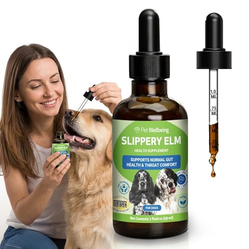 Pet Wellbeing Slippery Elm for Dogs - Vet-Formulated Dual Digestive & Throat Support - Organic Single Herb Extract - Holistic Soothing Dog Supplement - Liquid Formula 2 oz (59ml)