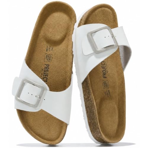 Image of Project Cloud 100% Genuine Leather Sandals Women Dressy Beach Essentials Slides for Women Footwear - Lightweight with Memory Foam Insole Sandals for Women 2026 - Womens Slides