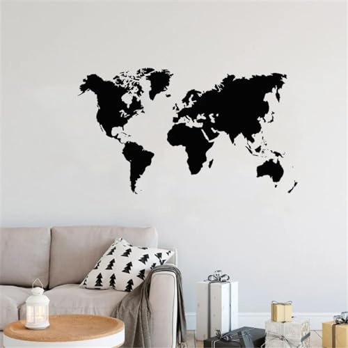 MIXUEXUNLU Calcomanía de vinilo para pared con mapa del mundo grande, pegatina de mapa geográfico mundial, arte, decoración del hogar, póster para sala de estar y oficina