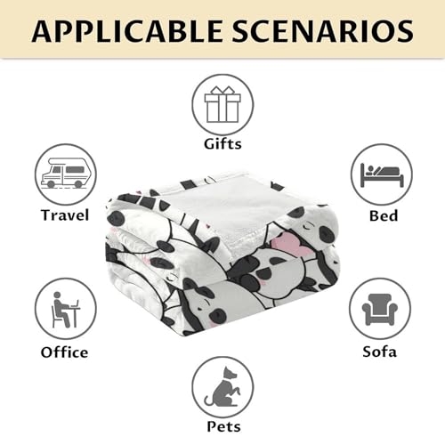 Mercuryelf Panda Throw Blanket - Soft, Fuzzy & Warm - 40x50 Inches Flannel Blankets for Travel, Office - White Funny Throws Gift for Kids