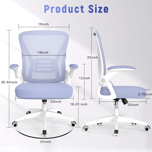 Image of naspaluro Home Office Desk Chair Mid Back with Adjustable Height Purple