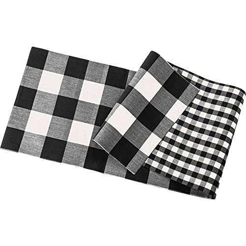 Primitives by Kathy Buff Check Decorative Table Runner 56 x 15 black white